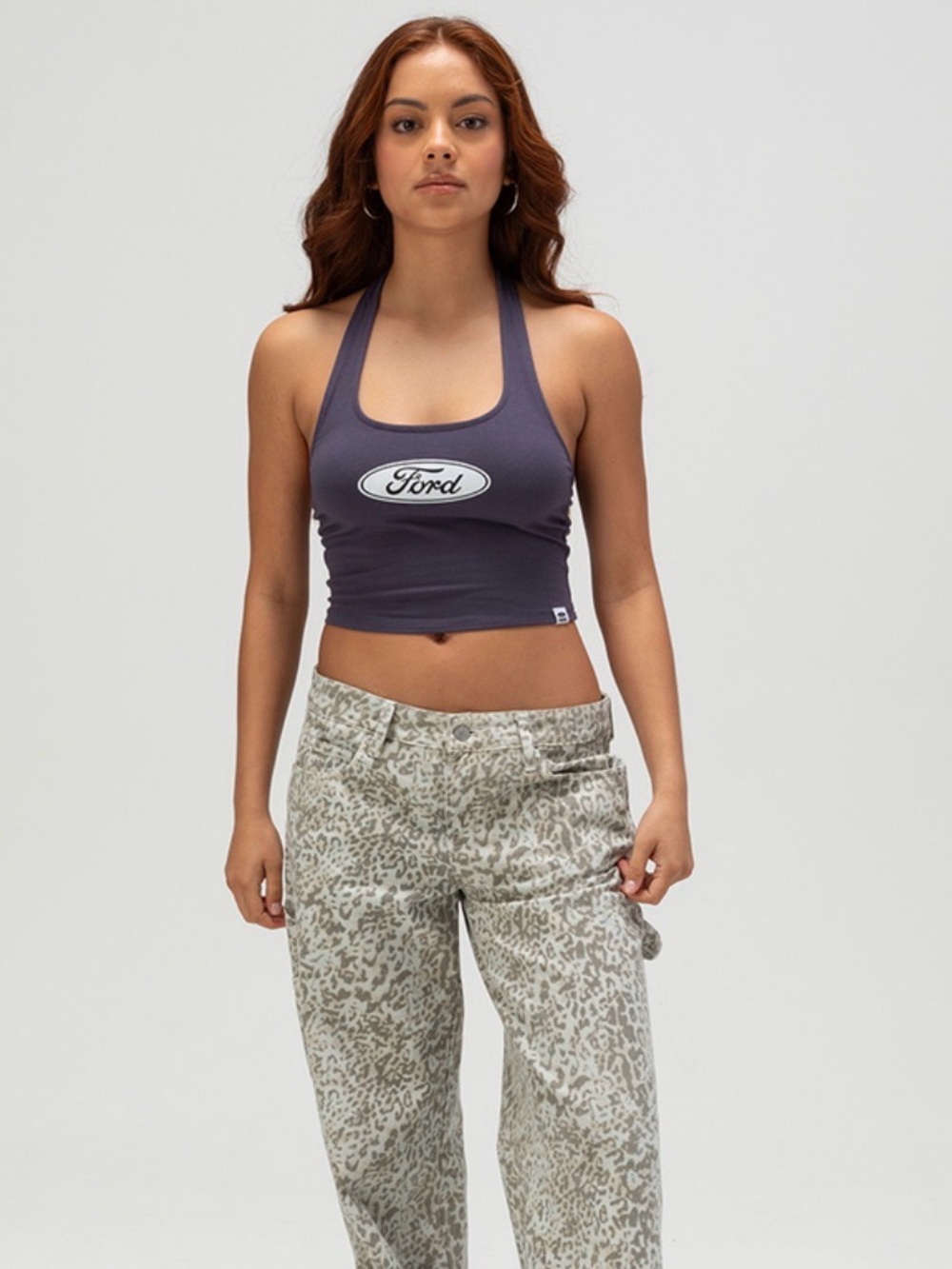 Ford Purple Scoop Halter Crop Top